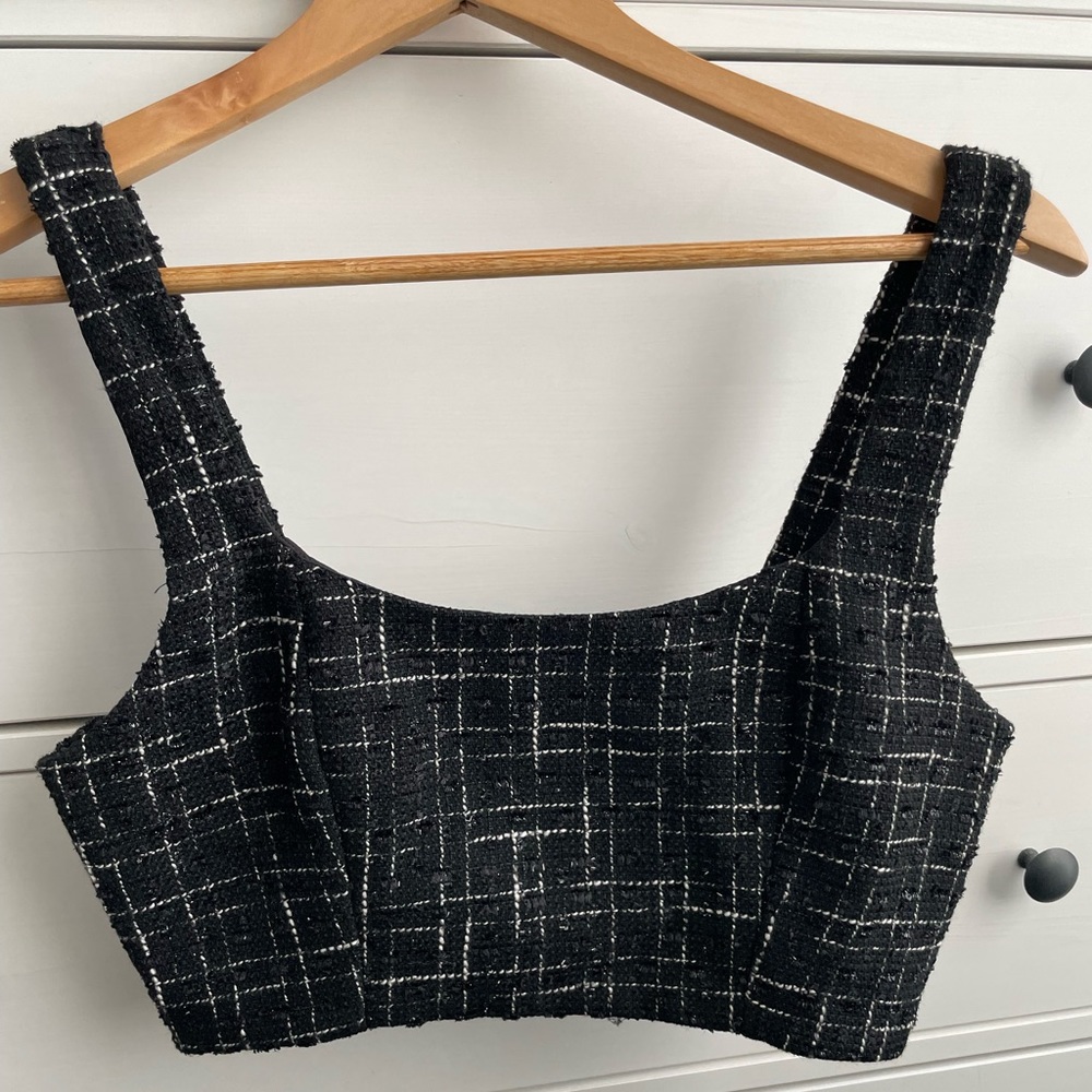 Black & White Sparkle Cropped Tank Top (S) (NWT)